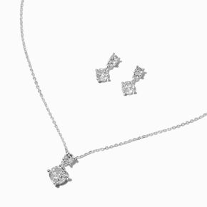 Silver-tone Cubic Zirconia Basic Round Jewelry Set - 2 Pack,