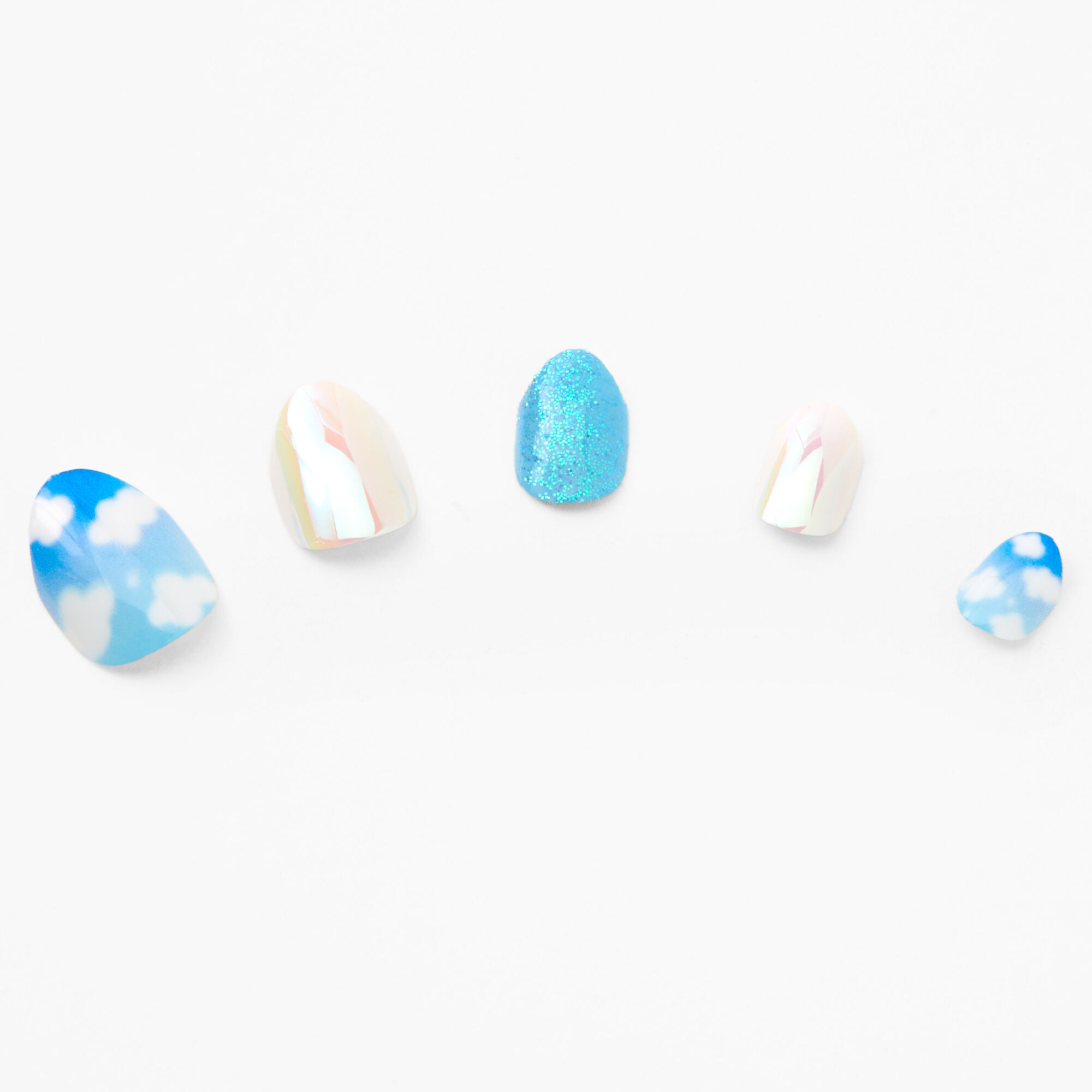 Clouds Stiletto Vegan Press On Faux Nail Set - Blue, 24 Pack,