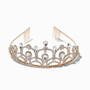 Gold Rhinestone Linda Tiara,