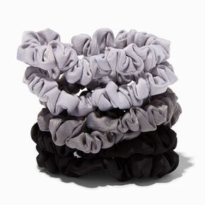 Shades of Grey Skinny Silky Hair Scrunchies - 6 Pack,