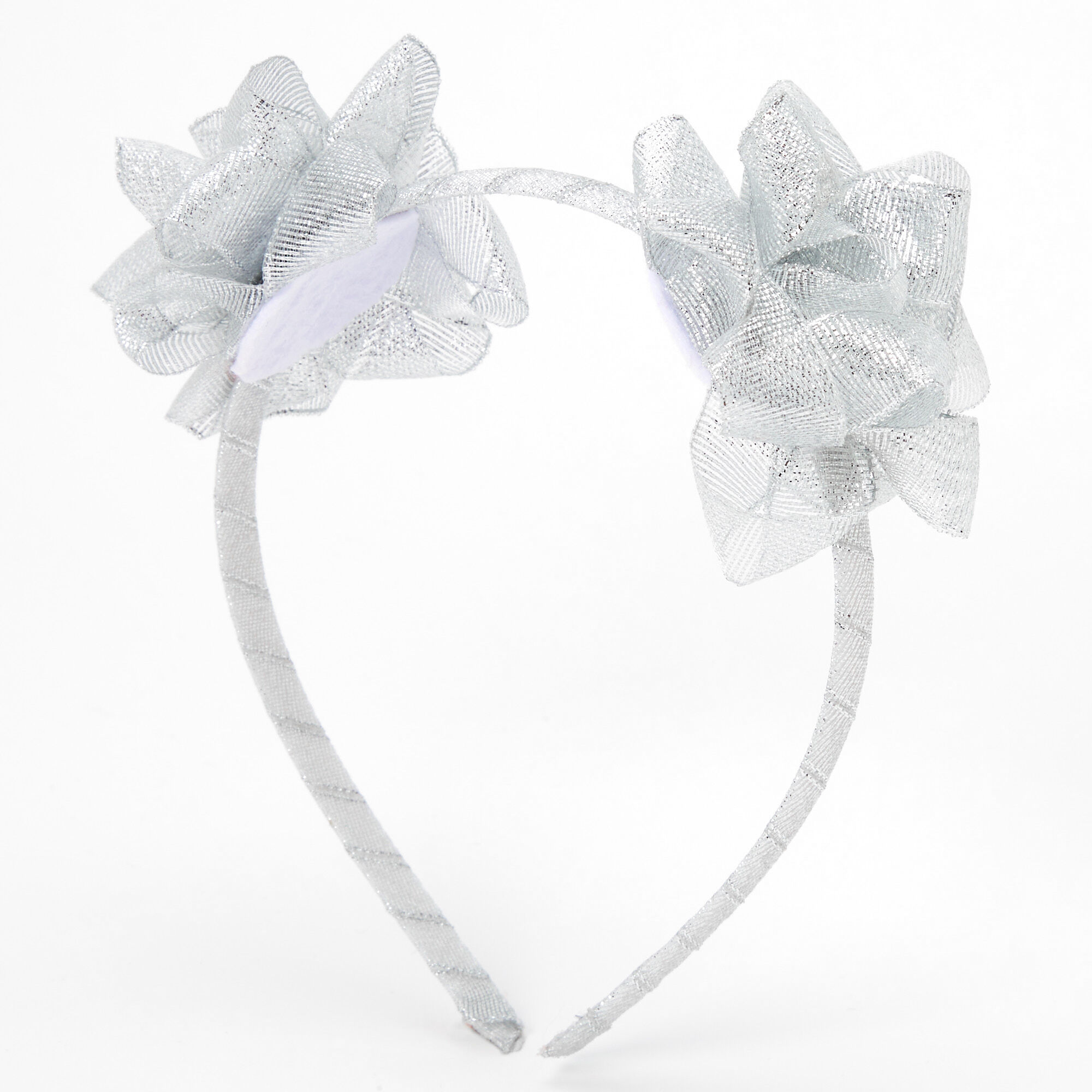 Christmas Present Bow Headband - Silver,