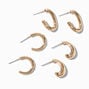 Gold-tone Swoop Oval Hoop Earring Stackables Set - 3 Pack,