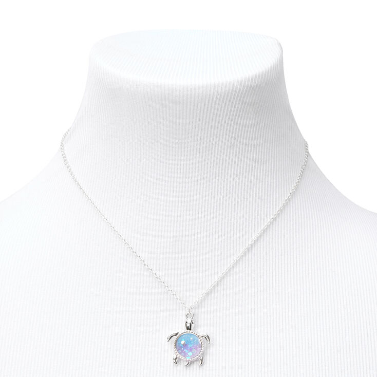 Silver Turtle Pendant Necklace,