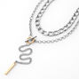 Mixed Metal Lariat Toggle Multi Strand Necklace,