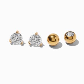 Gold-tone Stainless Steel Cubic Zirconia Belly Bar Replacement Balls - 4 Pack,