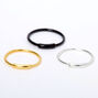 22G Mixed Metal Sterling Silver Nose Rings - 3 Pack,
