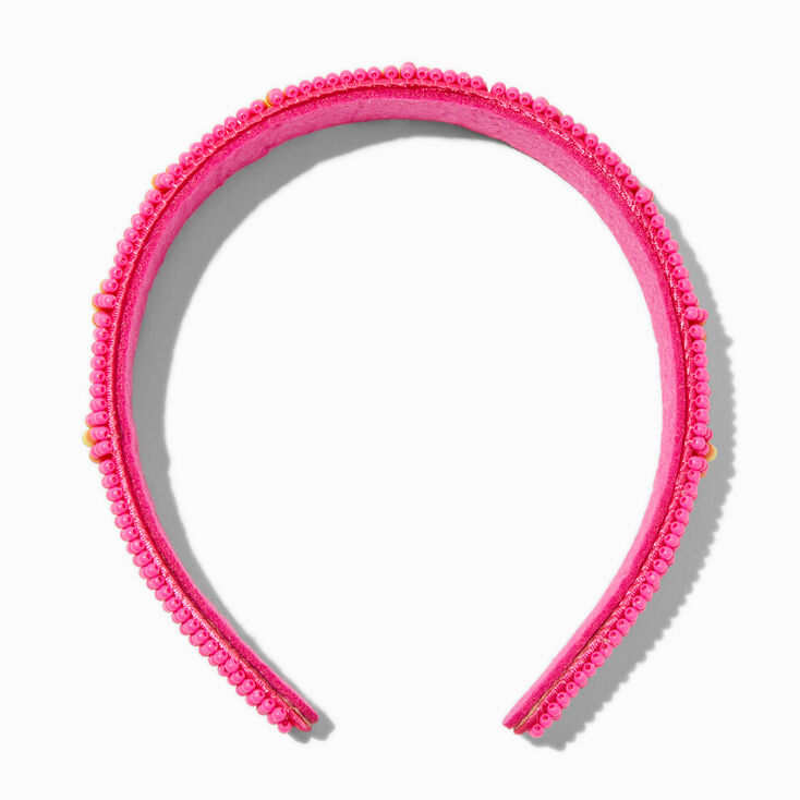 Claire&#39;s Club Pink Beaded Daisy Headband,