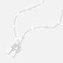 Silver Half Stone Initial Pendant Necklace - R,