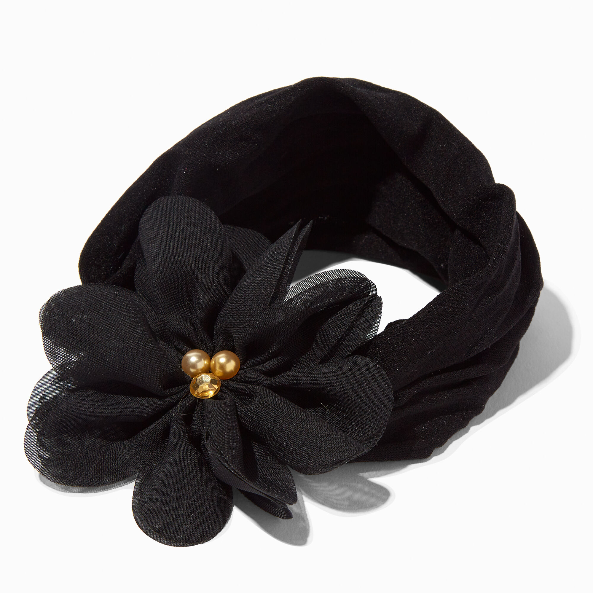 View Claires Club Chiffon Flower Headwrap Black information