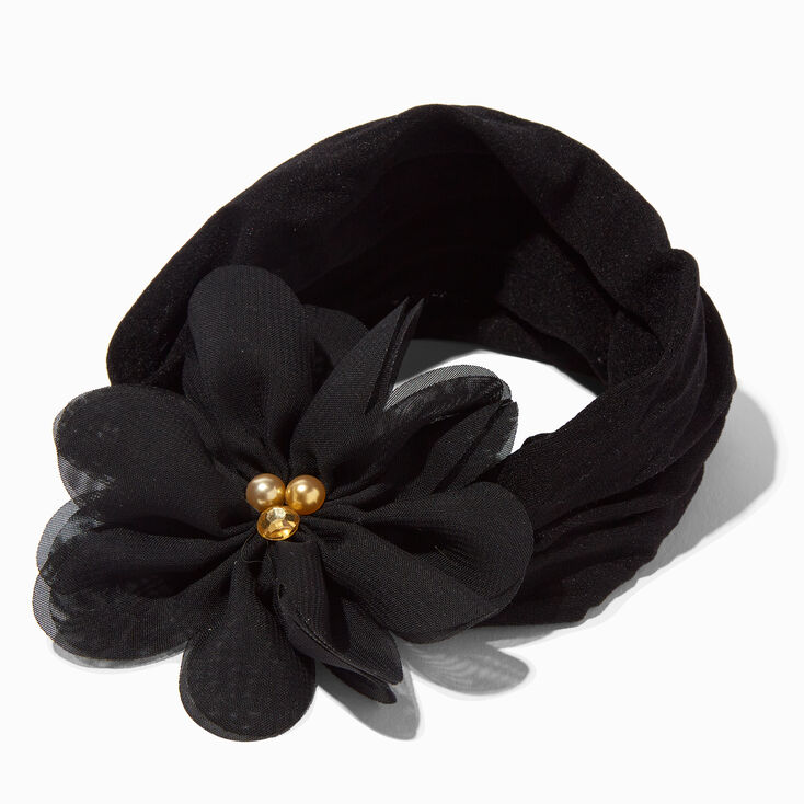 Claire&#39;s Club Chiffon Flower Headwrap - Black,