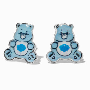 Care Bears&trade; Sterling Silver Enamel Grumpy Bear Stud Earrings,