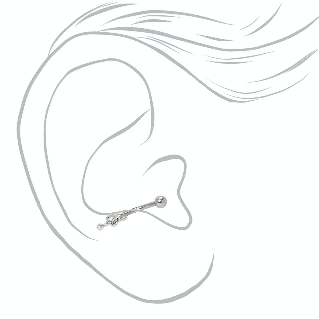 Silver Snake Anti-Tragus Curved Barbell,