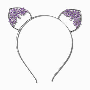 Purple Flower Silver Cat Ears Headband,