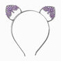 Purple Flower Silver Cat Ears Headband,