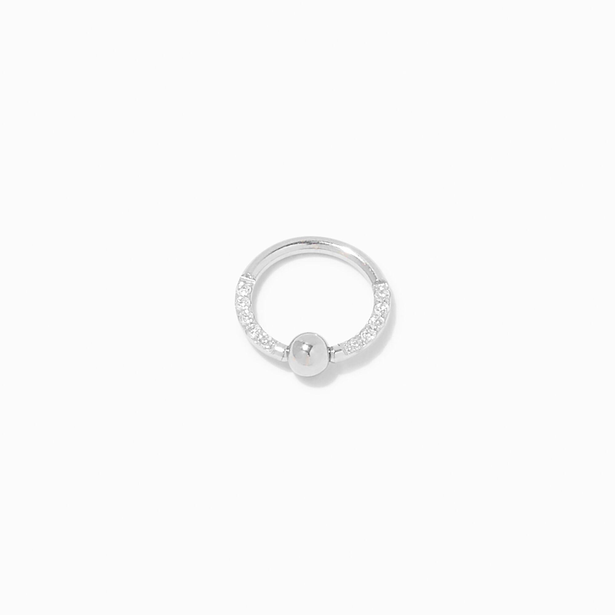 View Claires Tone Stainless Steel 16G Pavé Crystal Cartilage Hoop Earring Silver information
