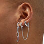 Silver-tone Paper Clip Chain Connector Earring Set - 3 Pack,