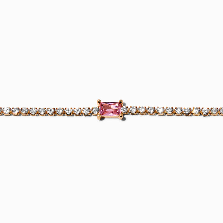 Bracelet tennis couleur dor&eacute;e baguette en zircon cubique d&#39;imitation rose,