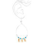 Silver 4&quot; Cowrie Seashell &amp; Disc Hoop Earrings - Blue,
