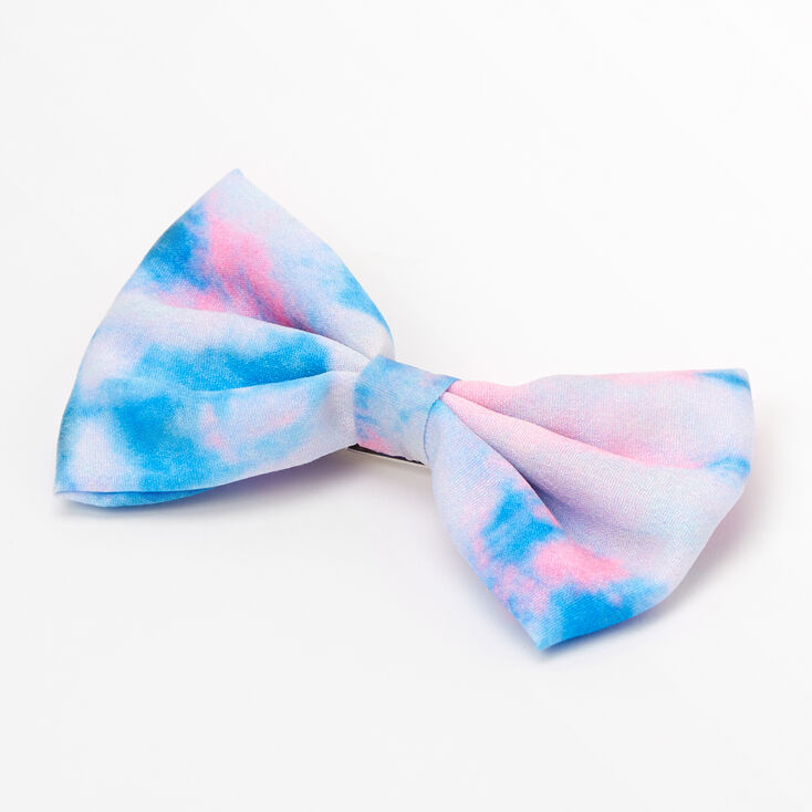 Tie Dye Hair Bow Clip - Pink/Blue,