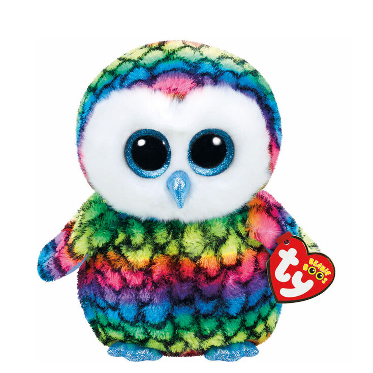 Ty Beanie Boo Medium Aria the Rainbow Owl Soft Toy,