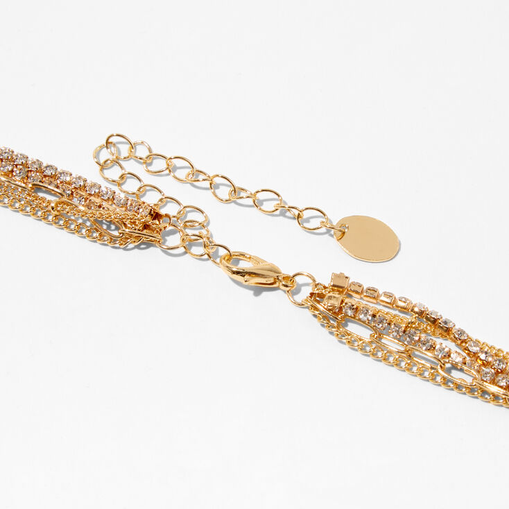 Gold Delicate Chain Multi Strand Necklace,