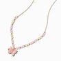 Pink Beaded Butterfly Locket Necklace,