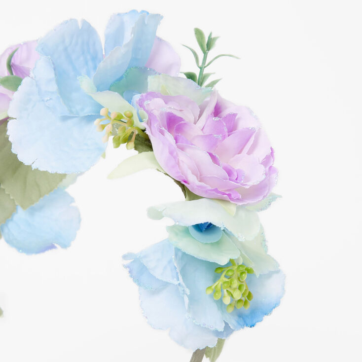 Blue Pastel Flower Crown Headband,