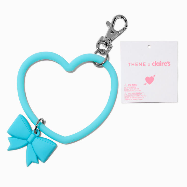 T H E M E x Claire&#39;s Blue Heart &amp; Bow Keychain Clip,