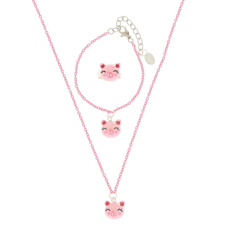 Claire&#39;s Club Pig Jewellery Set - Pink, 3 Pack,