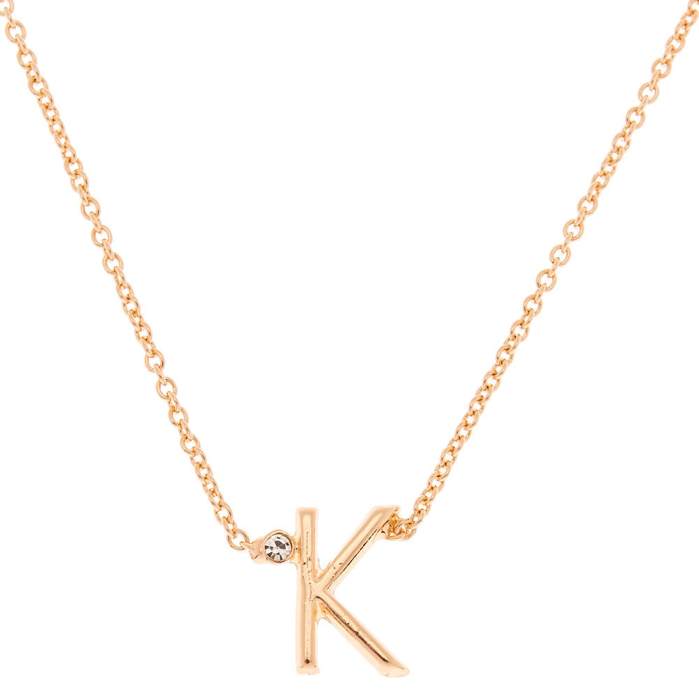Gold Stone Initial Pendant Necklace K Claire s US