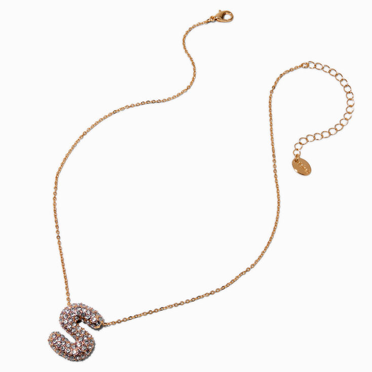 Gold-tone Pav&eacute; Bubble Initial Pendant Necklace - S,