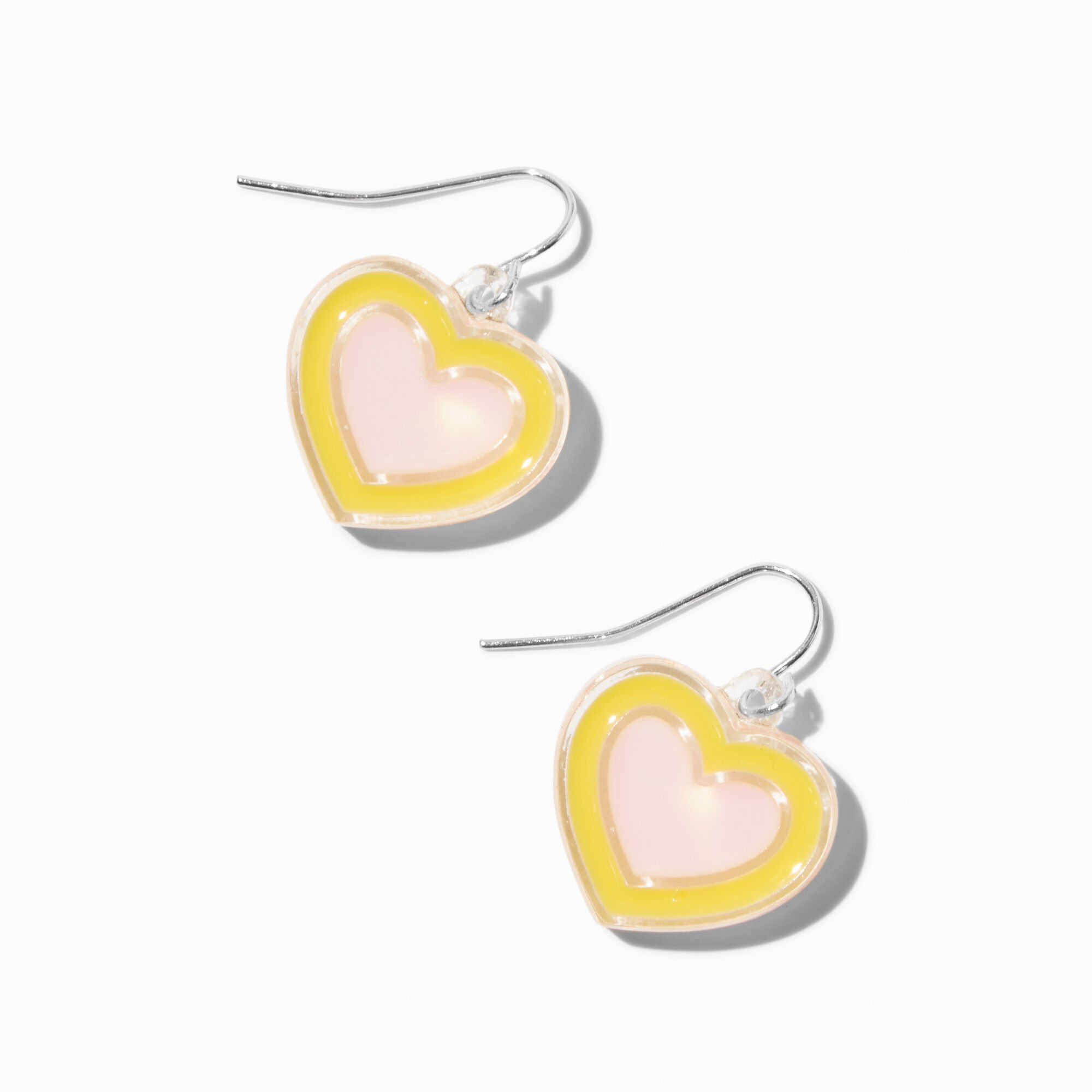 Pink & Yellow Heart Drop Earrings,