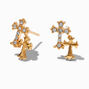 C LUXE by Claire&#39;s 18k Yellow Gold Plated Crystal Double Cross Stud Earrings,