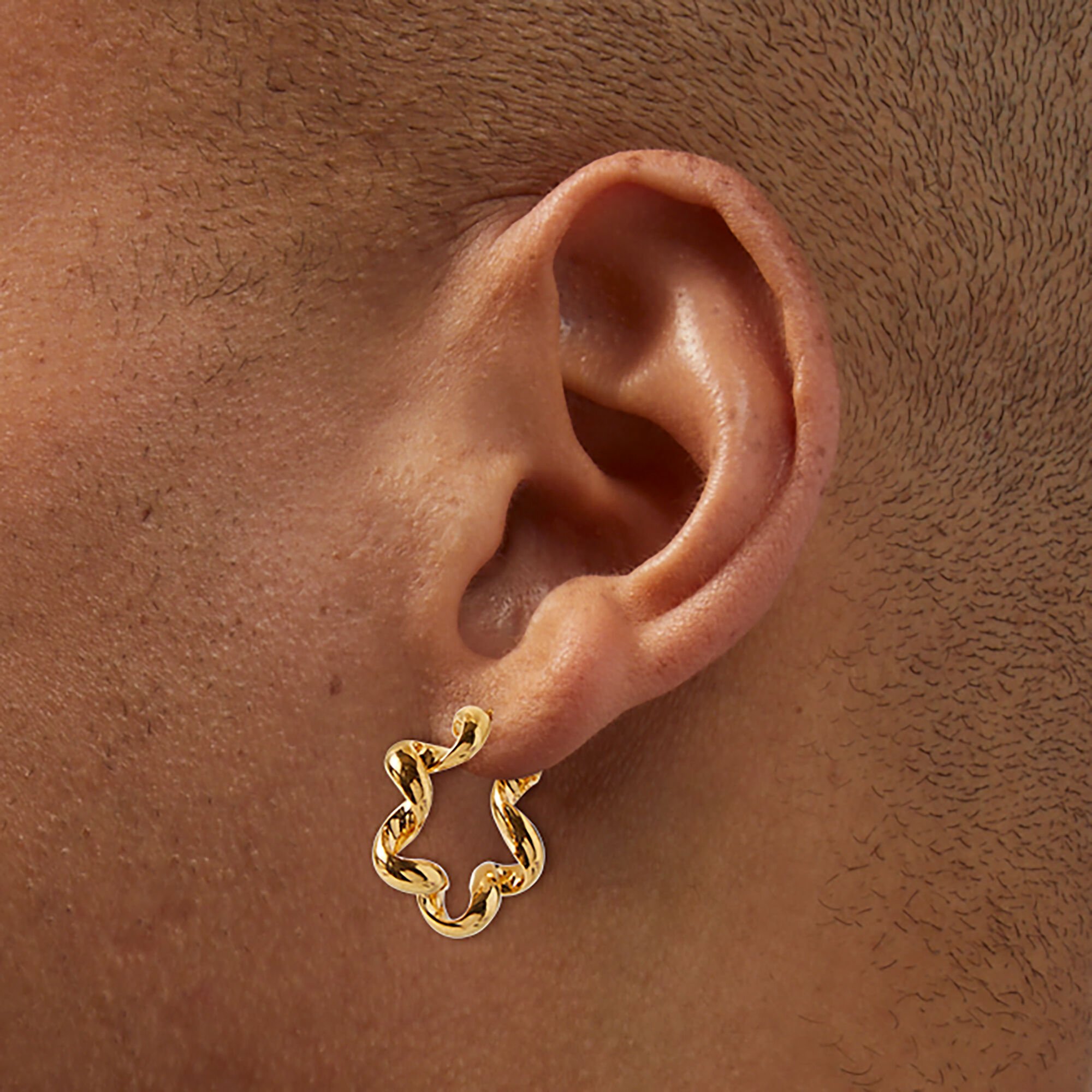 C LUXE by Claire's 18kt Gold Plated Ribbon Twisted Hoop Earrings,