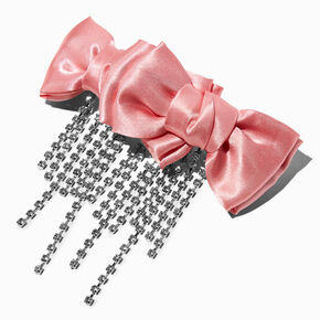 Blush Bow Crystal Dangle Hair Clip,