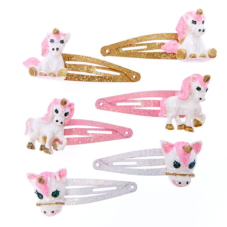 Claire&#39;s Club Glitter Unicorn Snap Hair Clips - 6 Pack,