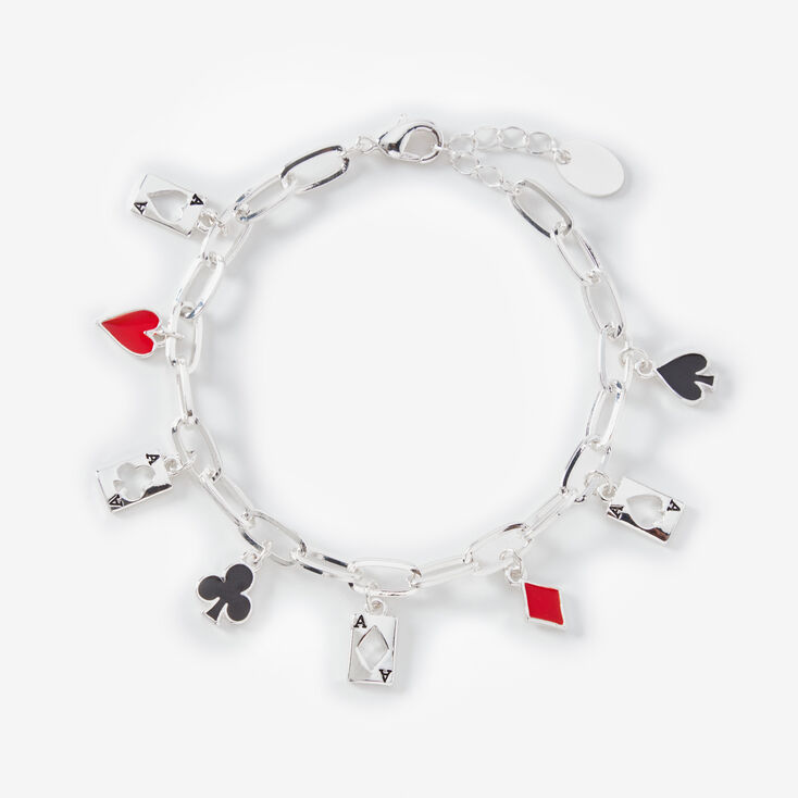 Four Aces Playing Cards Silver Charm Bracelet,