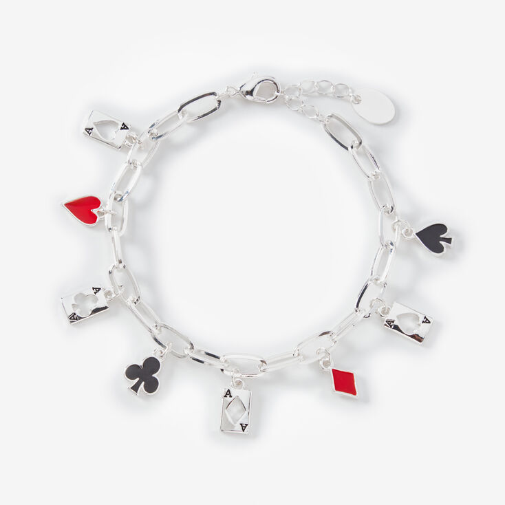 Four Aces Playing Cards Silver Charm Bracelet,