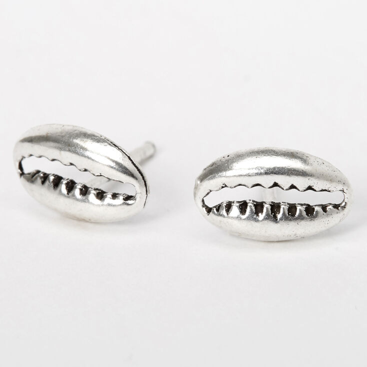 Sterling Silver Cowrie Shell Stud Earrings,