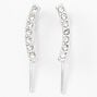 Silver Crystal Curved Bar Crawler Earrings,
