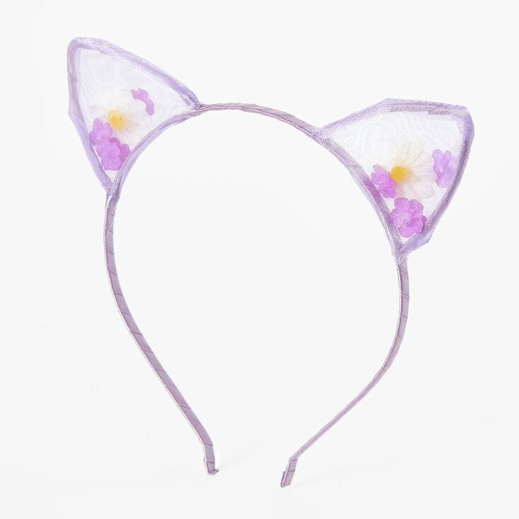 Purple Floral Cat Ears Headband,