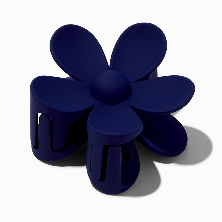 Navy Flower Medium Hair Claw,