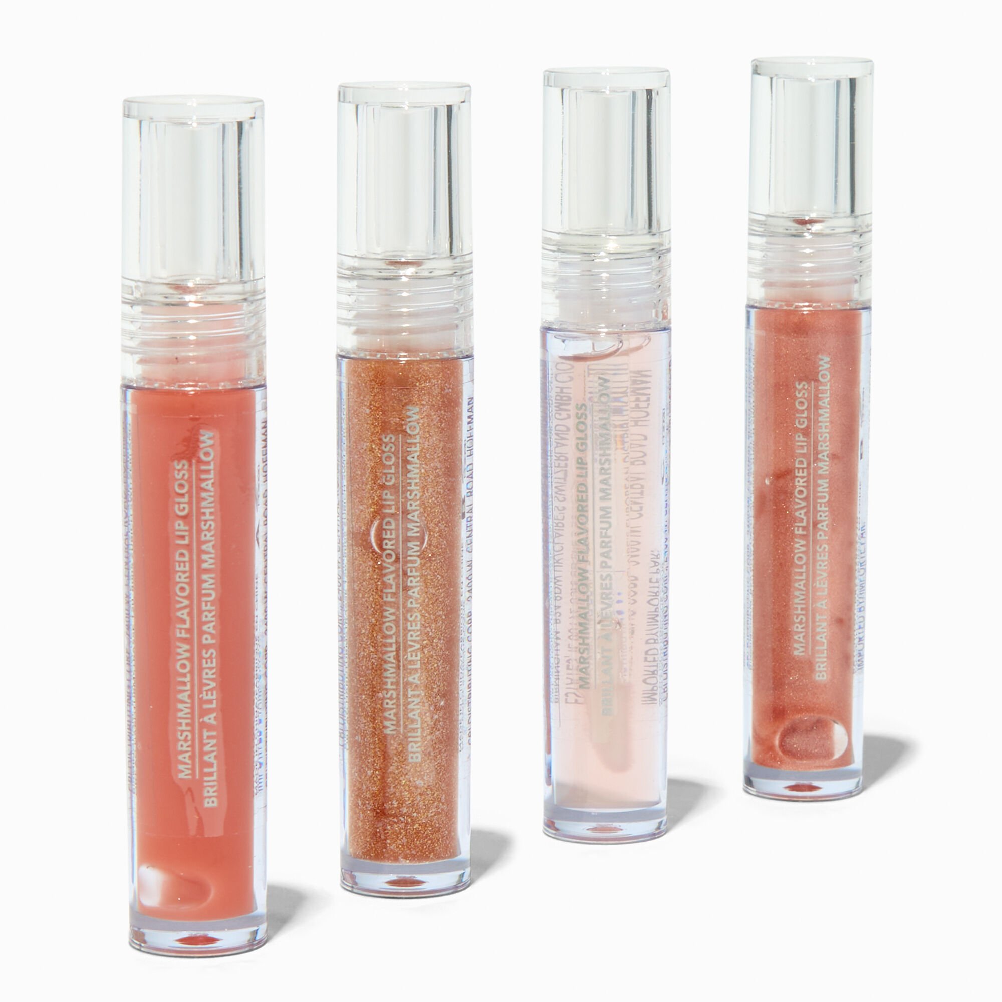View Claires Bronzed Nude Shimmer Lip Gloss Set 4 Pack Red information
