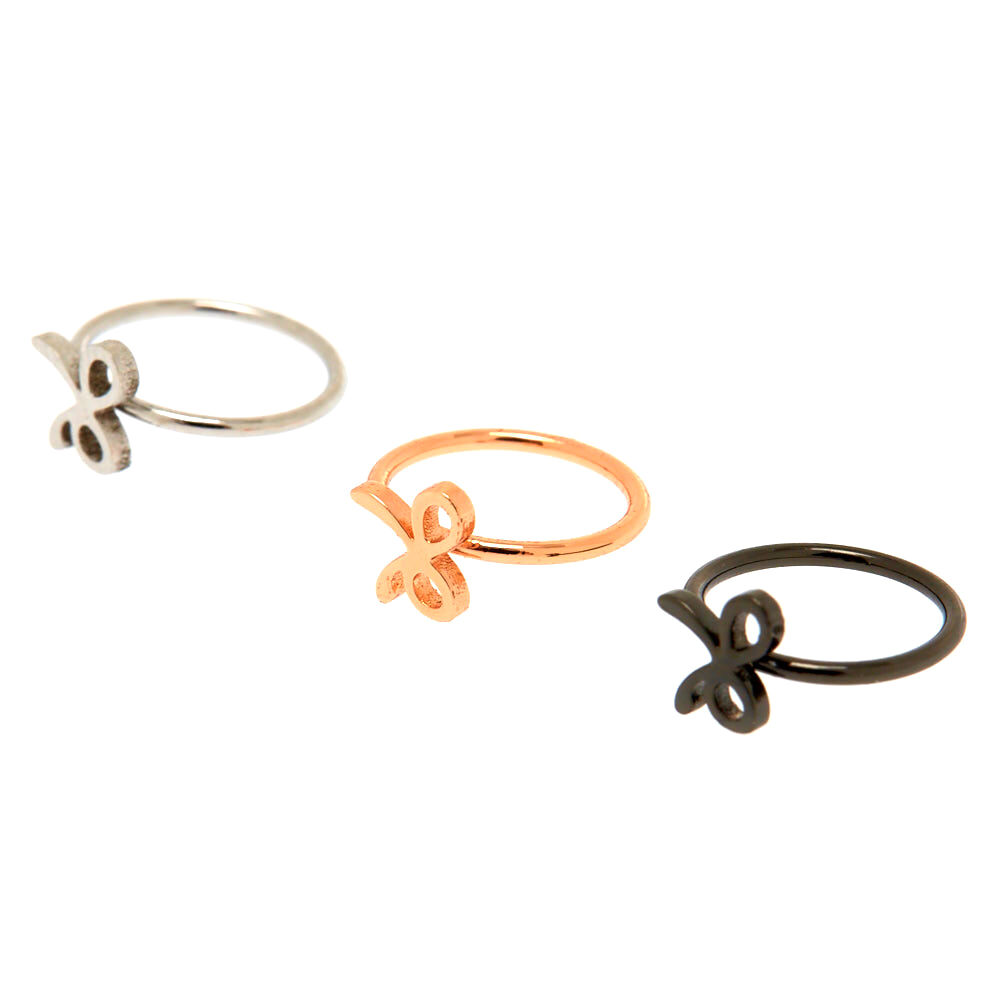Mixed Metal Bow Nose Rings 3 Pack,