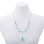 Silver Turquoise Puka Shell Multi Strand Necklace,