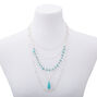 Silver Turquoise Puka Shell Multi Strand Necklace,