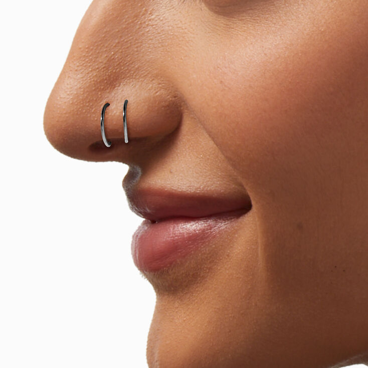 20G Silver-tone Stainless Steel Spiral Nose Stud,