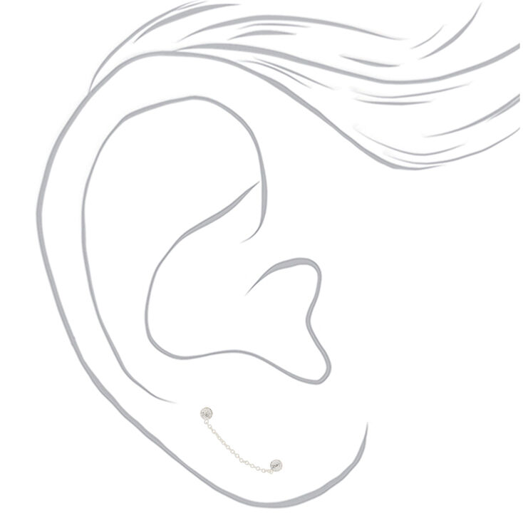 Sterling Silver 3MM Connect Drop Earrings,