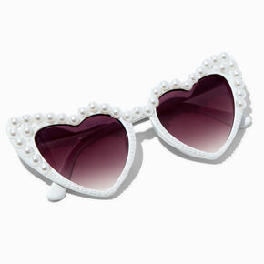 White Pearl Heart-Shaped Sunglasses,