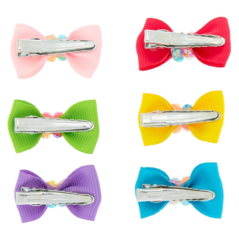 Claire's Club Rainbow Hair Bow Clips - 6 Pack,